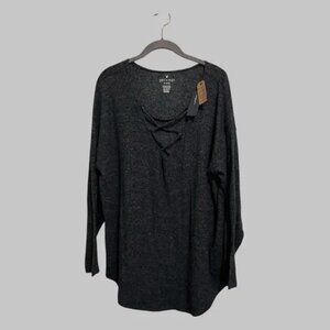 American Eagle Super Soft & Sexy Plush Boho Lace Up Relaxed Gray Tunic XXL